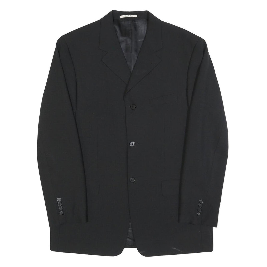 ANGELO LITRICO Mens Black Classic Jacket L Polyester Blend Plain Button Closure