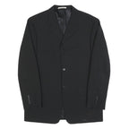 ANGELO LITRICO Mens Black Classic Jacket L Polyester Blend Plain Button Closure