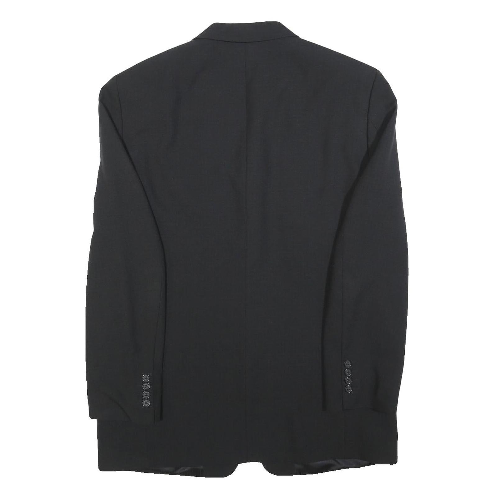 ANGELO LITRICO Mens Black Classic Jacket L Polyester Blend Plain Button Closure