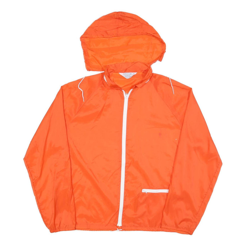 RAINBOW SPORTSWEAR Mens Orange Nylon Hooded Zip Jacket M Plain Lightweight