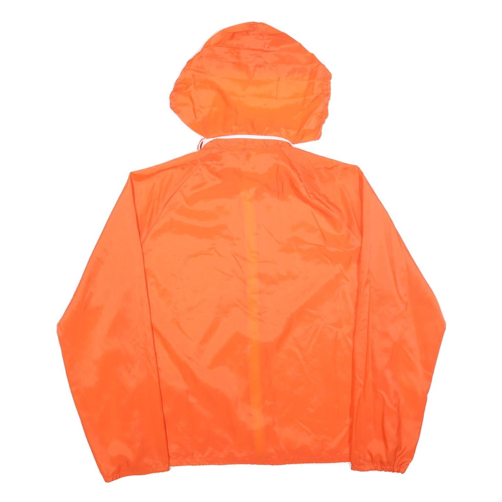 RAINBOW SPORTSWEAR Mens Orange Nylon Hooded Zip Jacket M Plain Lightweight