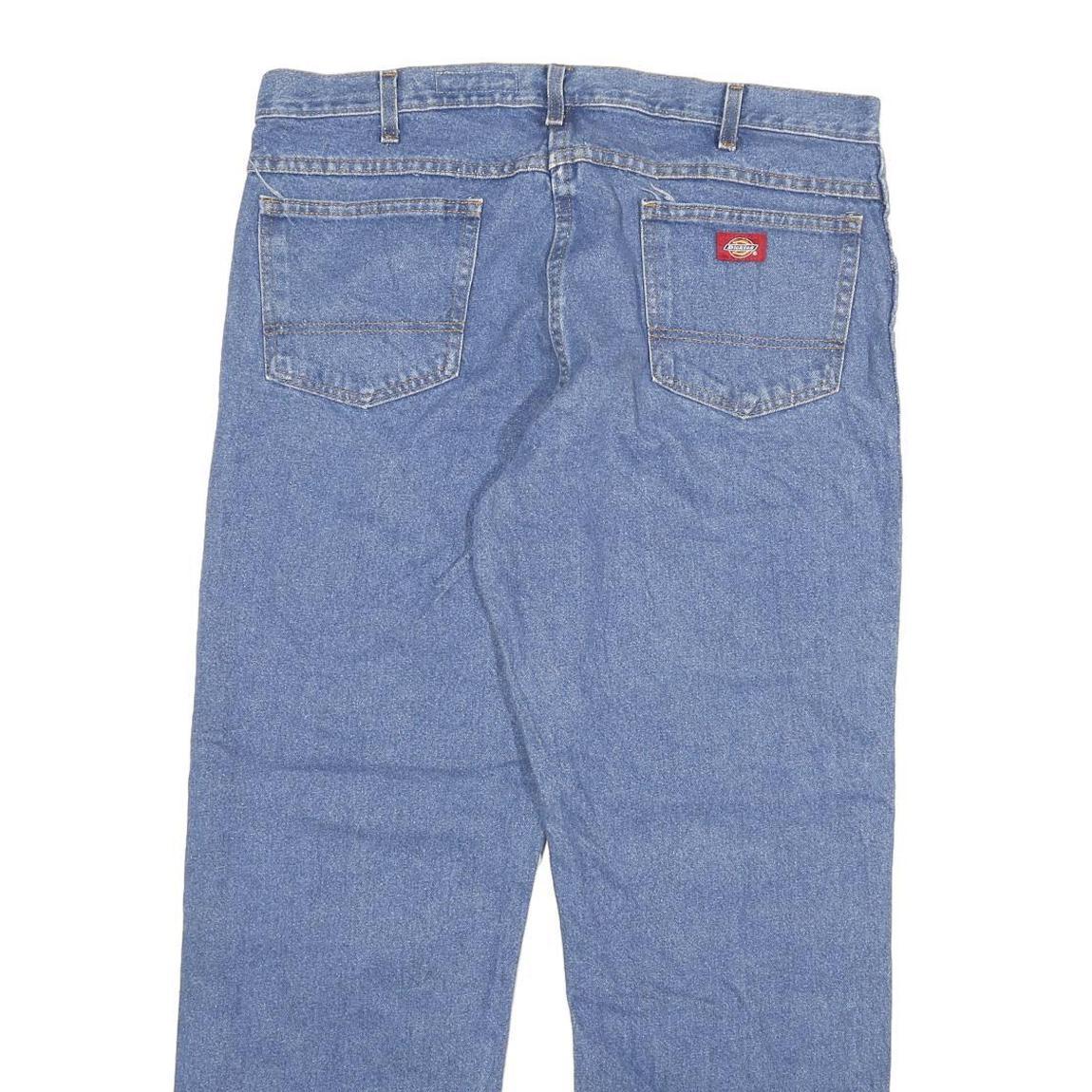 DICKIES Mens Regular Blue Denim Jeans W38 L30 Cotton Blend Zip Casual Workwear