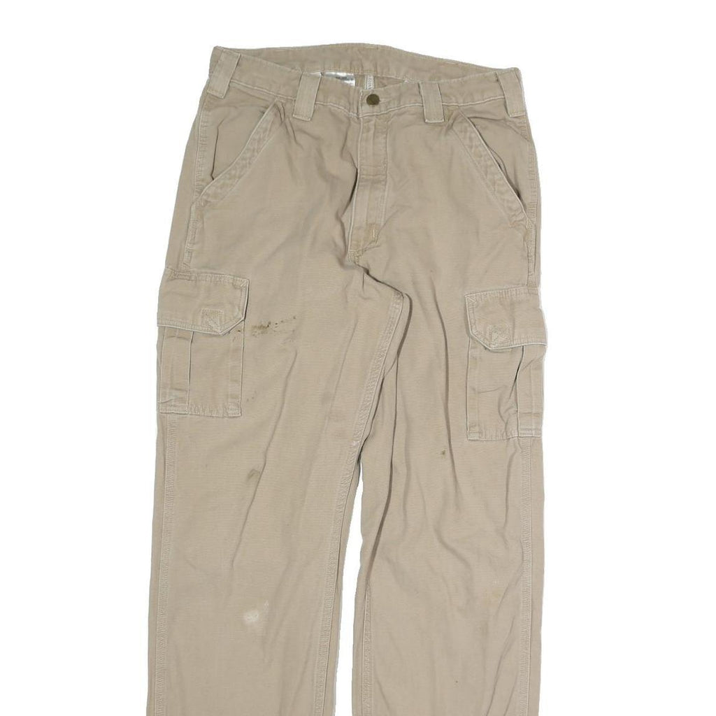 CARHARTT Mens Cotton Beige Regular Straight Trousers W30 L31 Casual Workwear