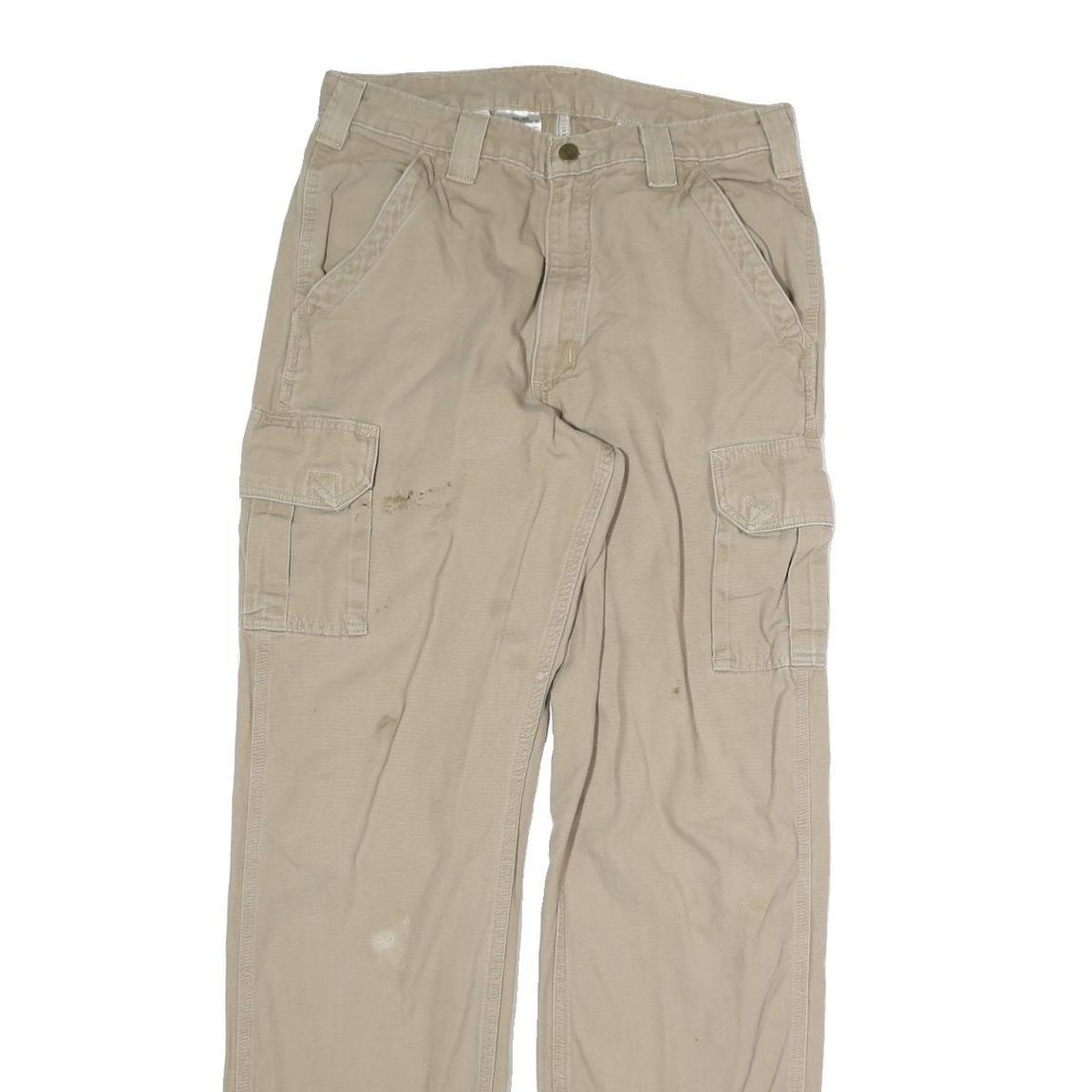 CARHARTT Mens Cotton Beige Regular Straight Trousers W30 L31 Casual Workwear