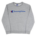 CHAMPION Mens Grey Crew Neck S Cotton Blend Sweatshirt Logo Sleeve