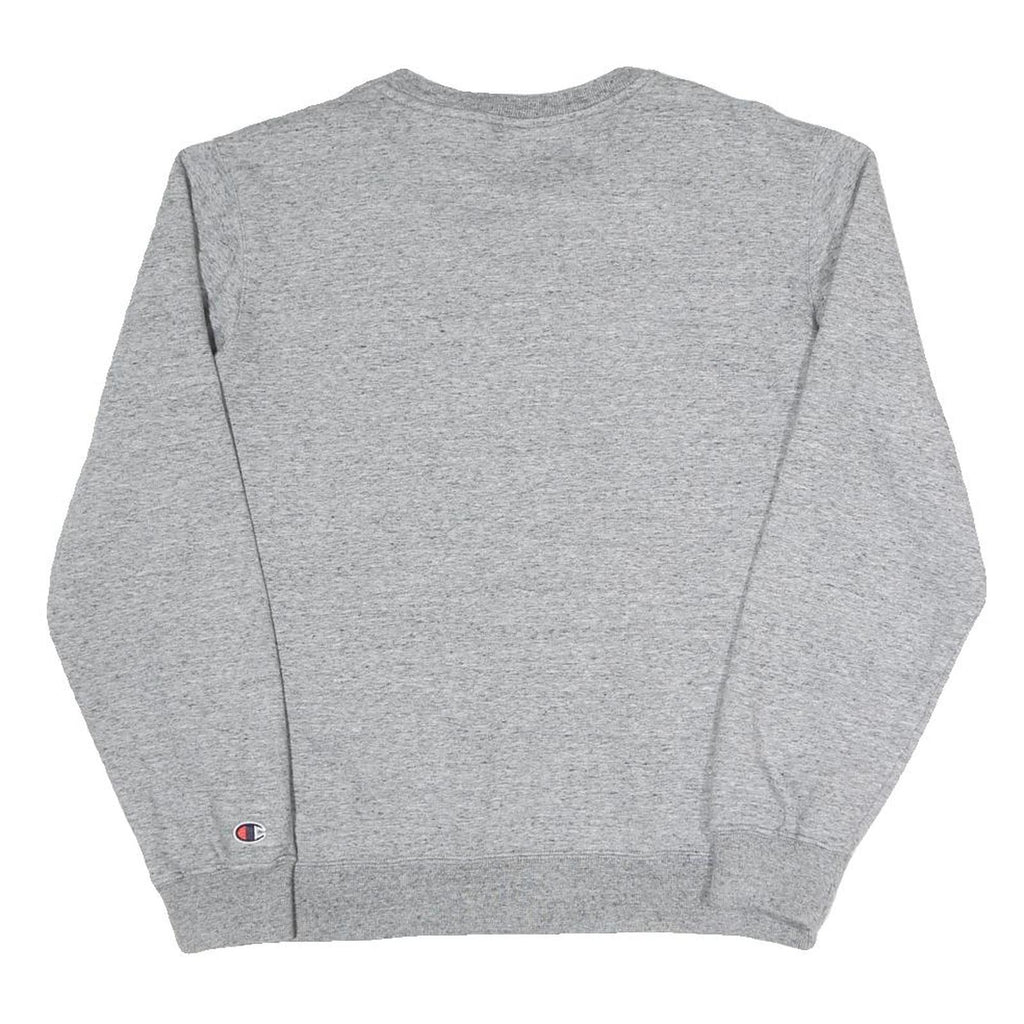CHAMPION Mens Grey Crew Neck S Cotton Blend Sweatshirt Logo Sleeve