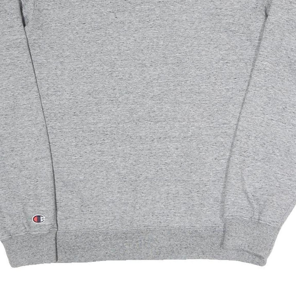CHAMPION Mens Grey Crew Neck S Cotton Blend Sweatshirt Logo Sleeve