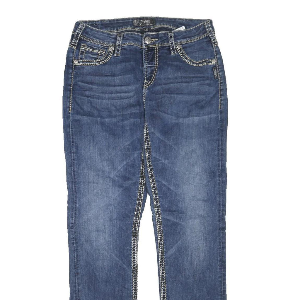 SILVER Womens Jeans Blue Regular Straight Denim Medium W32 L32 Stylish Stitching