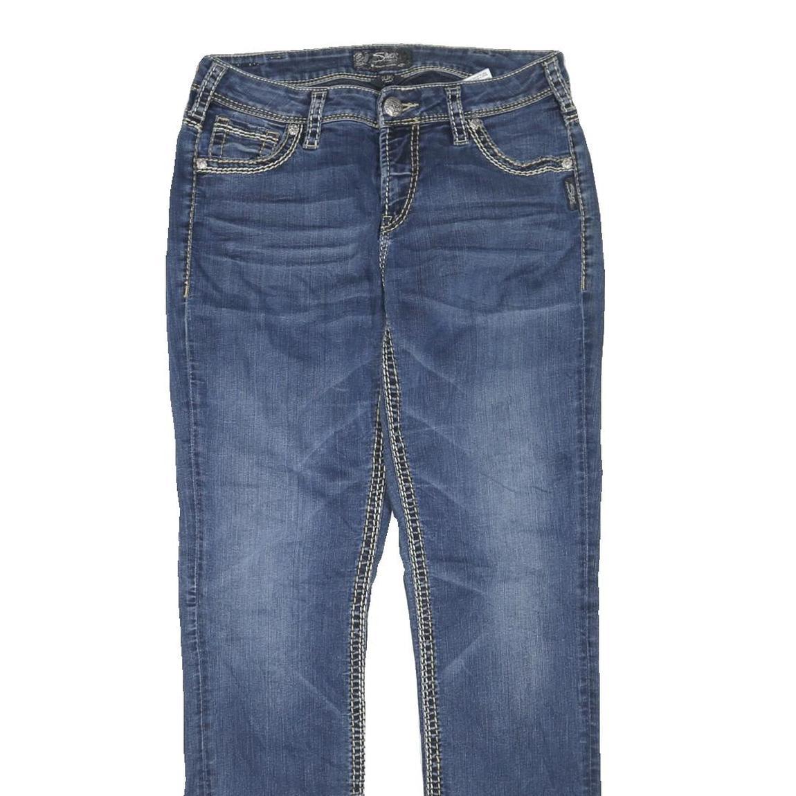 SILVER Womens Jeans Blue Regular Straight Denim Medium W32 L32 Stylish Stitching