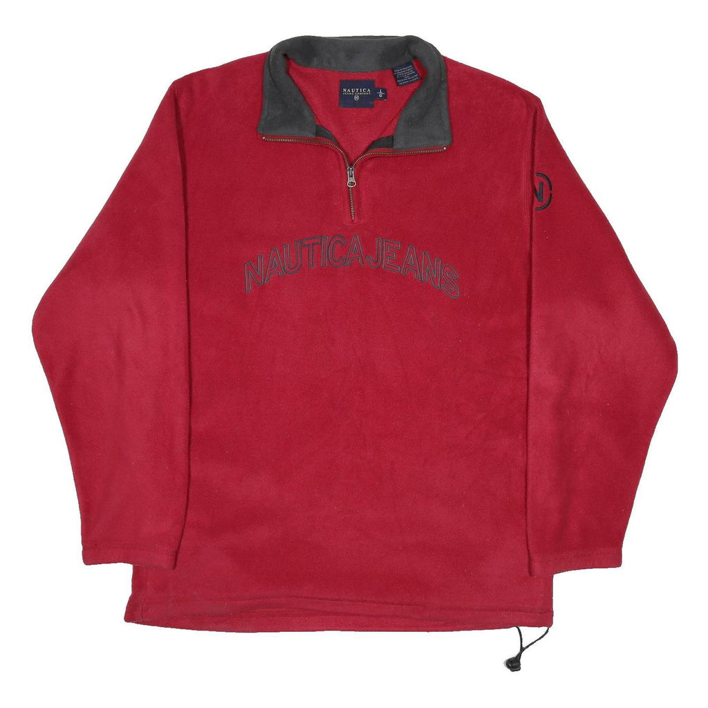 NAUTICA Mens Red & Grey Pullover Plain Zip Crew Neck Basic Knit L Nautica Jeans