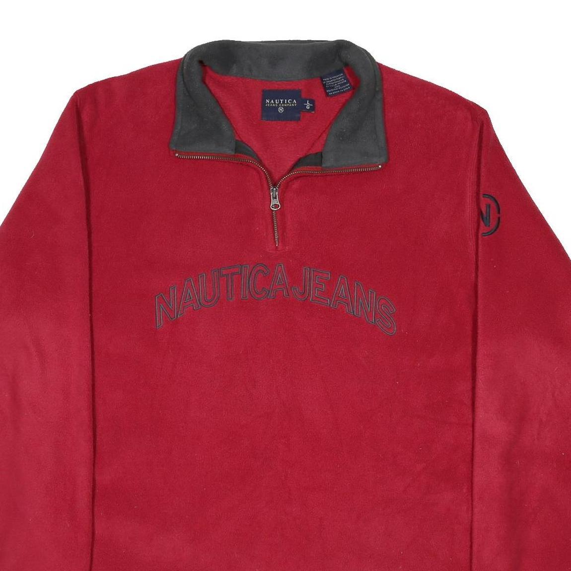 NAUTICA Mens Red & Grey Pullover Plain Zip Crew Neck Basic Knit L Nautica Jeans
