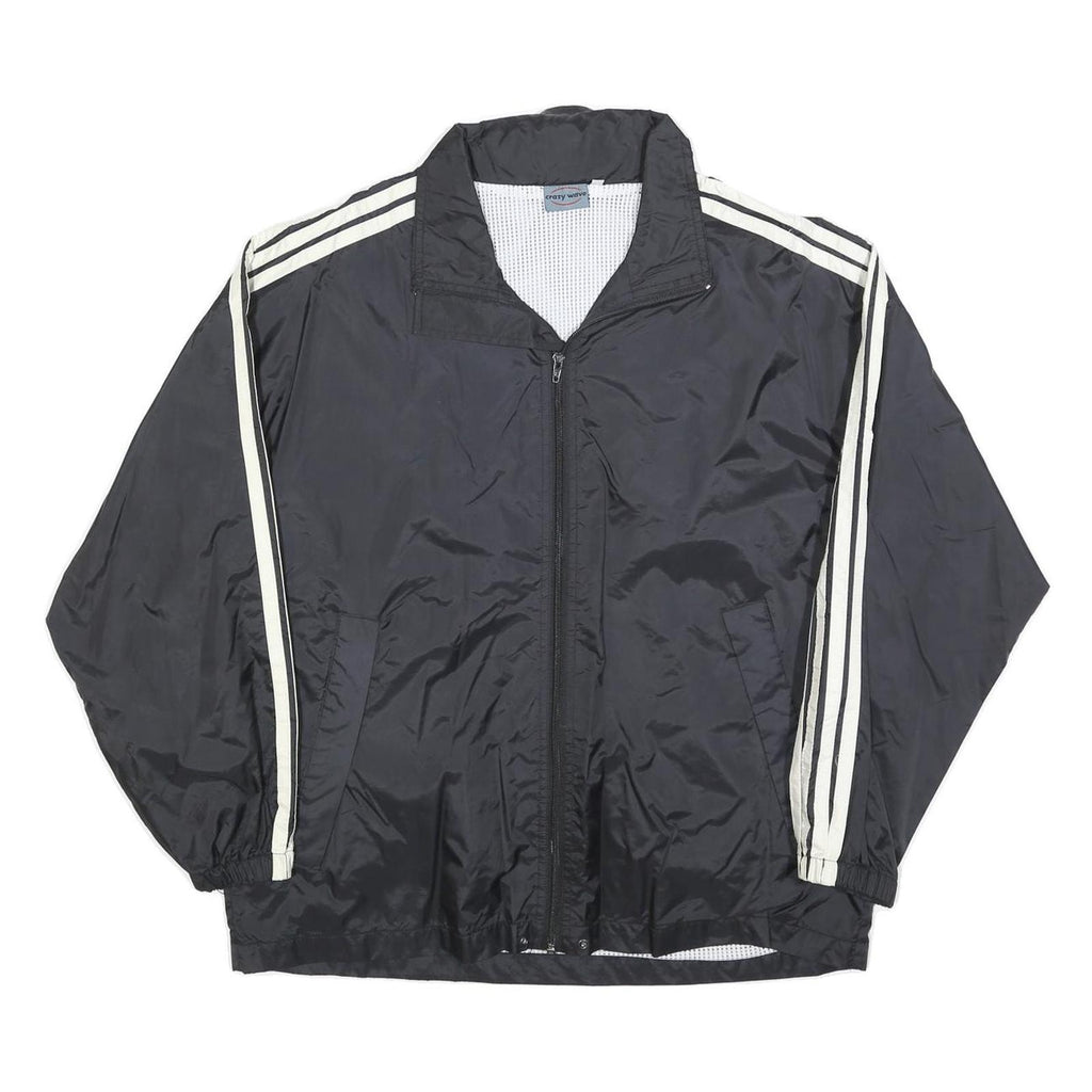 CRAZY WAVE Mens Black & Cream Retro Sports Zip Jacket Polyester Blend S