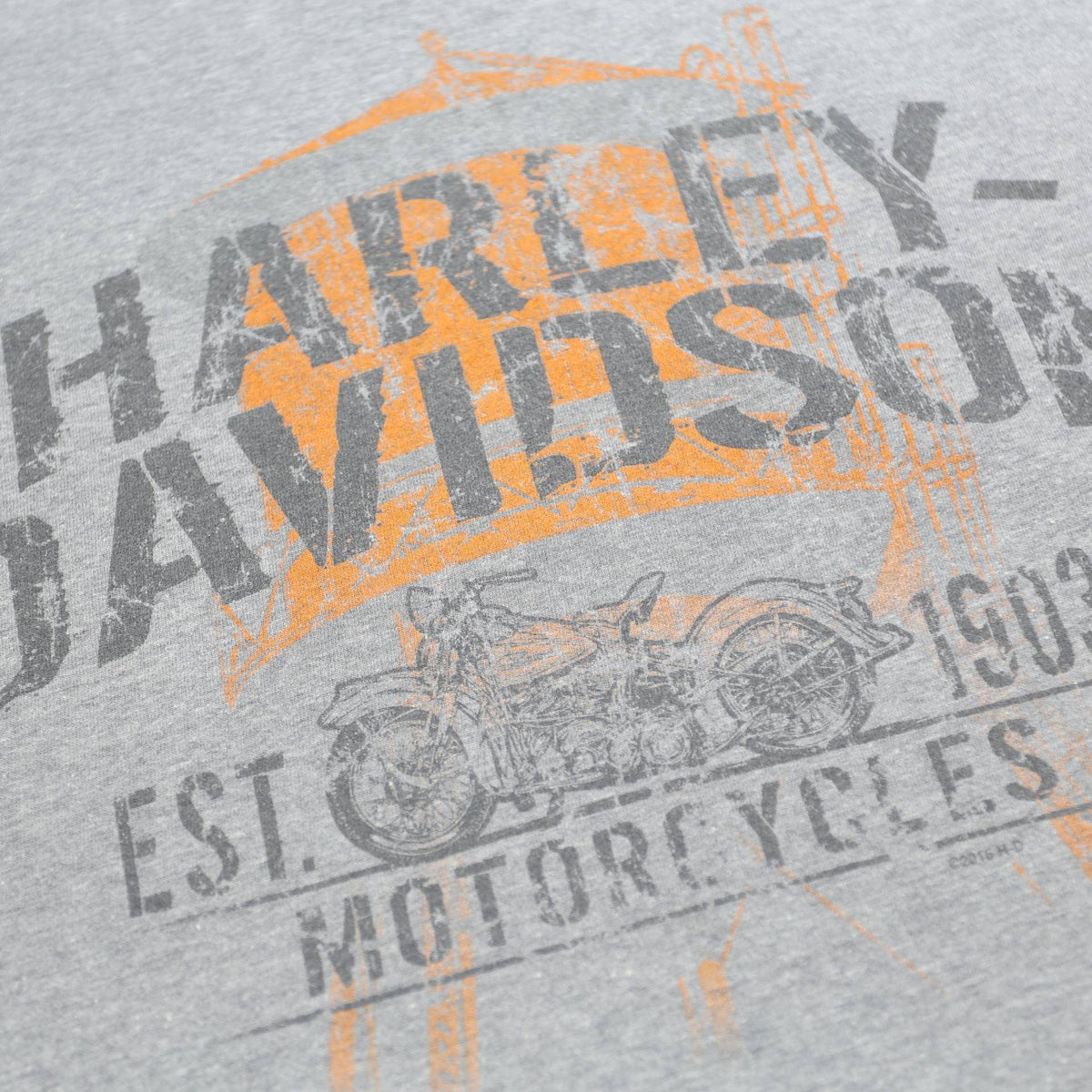 HARLEY DAVIDSON Mens Grey & Orange Graphic T-Shirt XL Short Sleeve Crew Neck