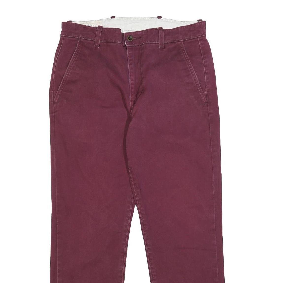 LEVI'S Mens Cotton Blend Burgundy Slim Straight Trousers W30 L27 Casual Wear