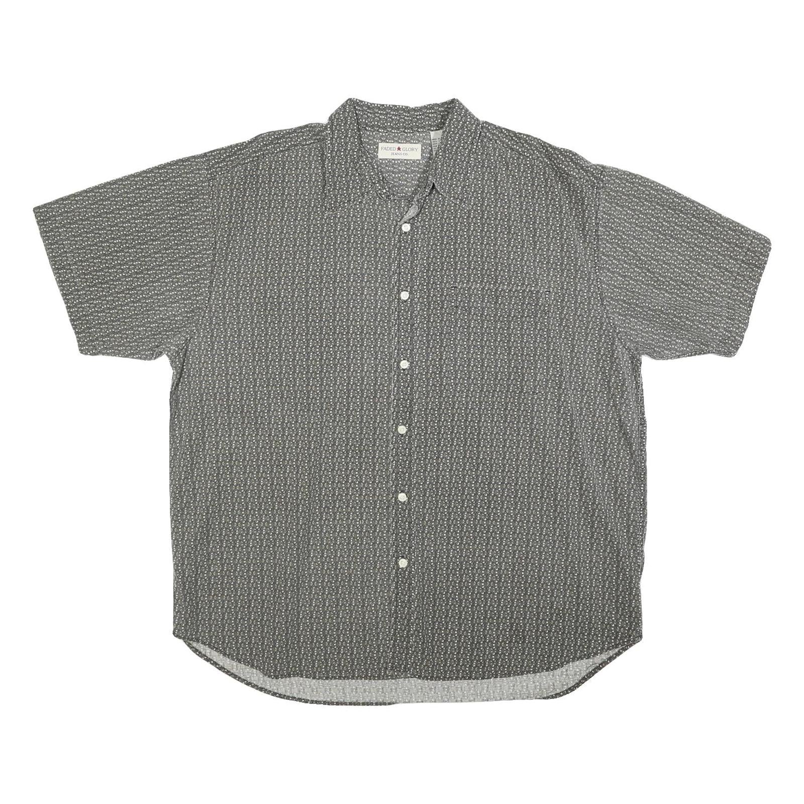 FADED GLORY Mens Grey & White Patterned Shirt XL Cotton Blend Casual Button Down