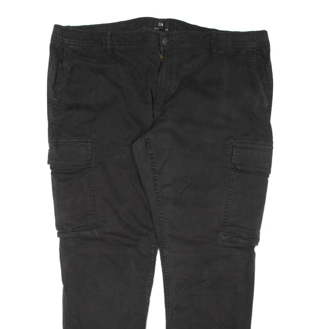 C&A Cargo Mens Trousers Black Regular Tapered W43 L31