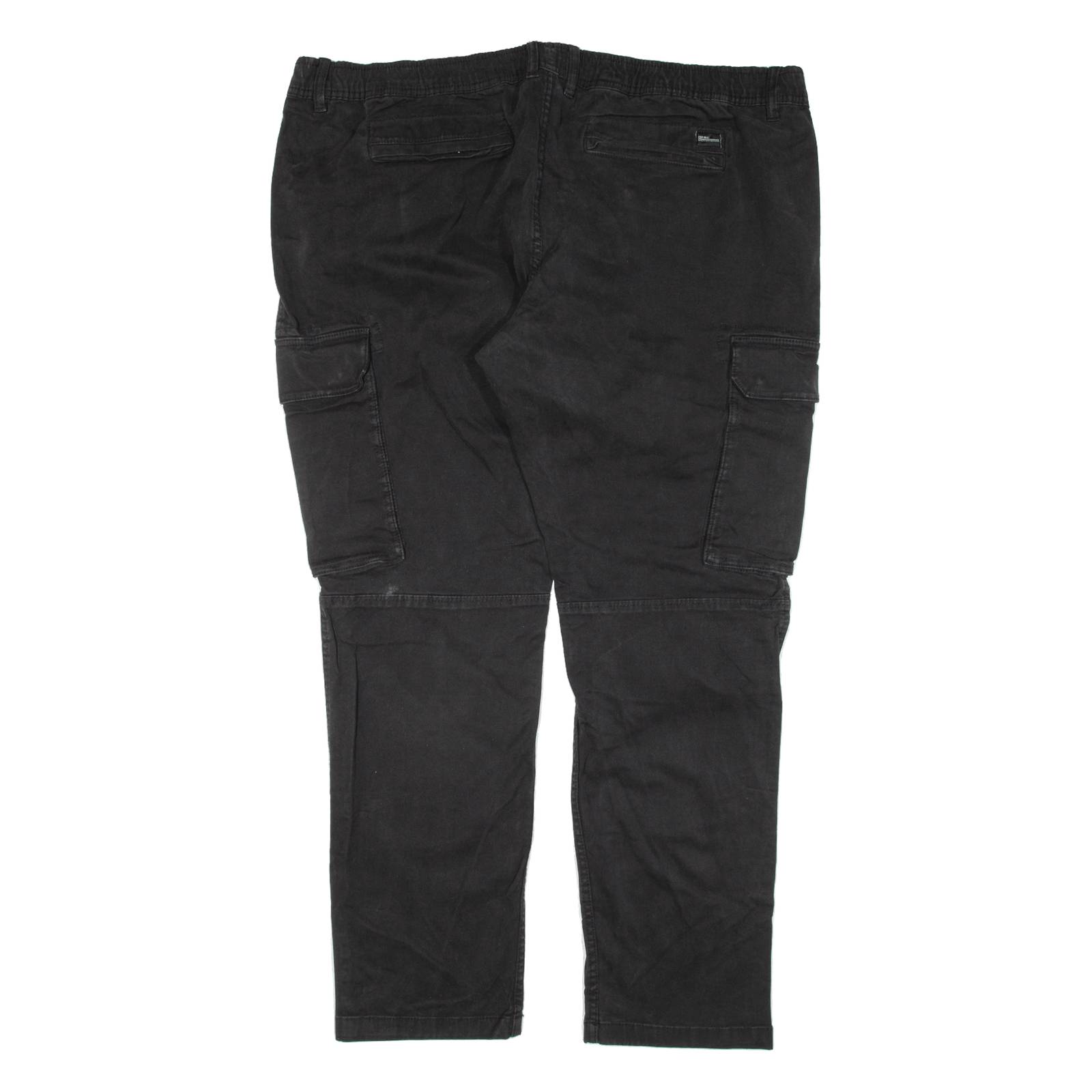 C&A Cargo Mens Trousers Black Regular Tapered W43 L31