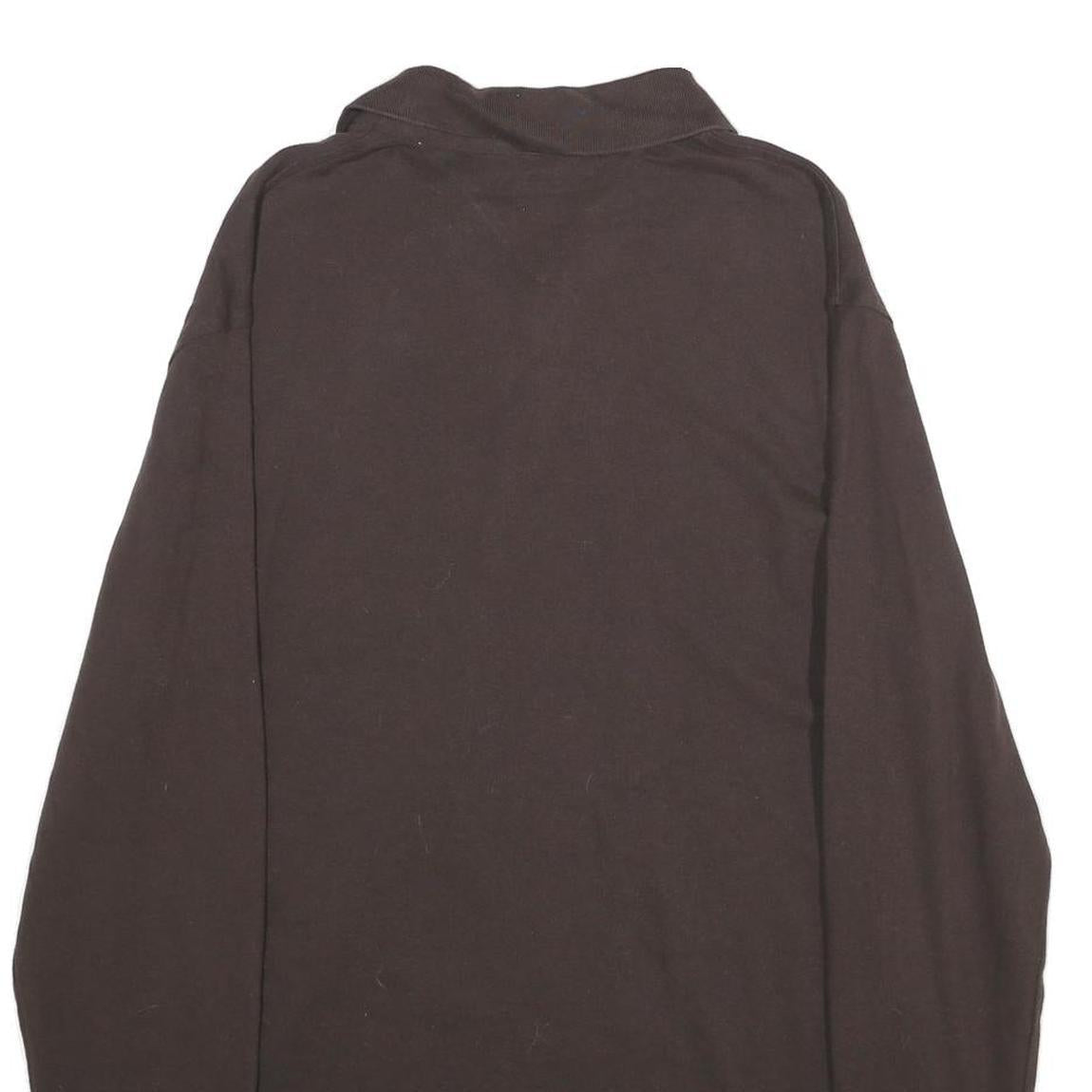 TOMMY HILFIGER Mens Brown Long Sleeve Plain L Logo Cotton Polo Shirt