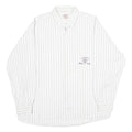 LIBERTY Mens White & Grey Striped Cotton Shirt L Button Front Casual Long Sleeve