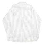 LIBERTY Mens White & Grey Striped Cotton Shirt L Button Front Casual Long Sleeve
