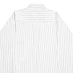 LIBERTY Mens White & Grey Striped Cotton Shirt L Button Front Casual Long Sleeve