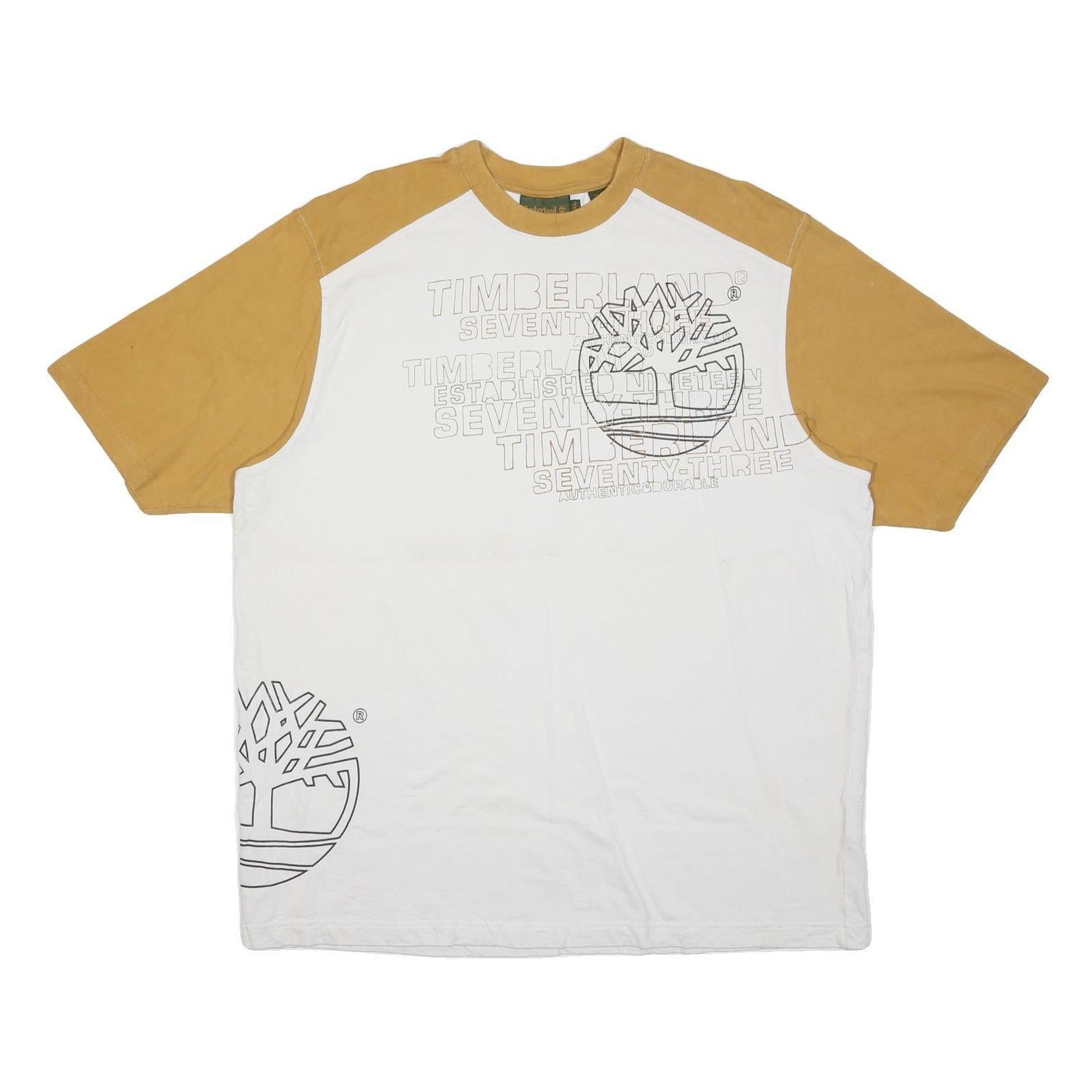 TIMBERLAND Mens White & Brown Graphic T-Shirt 2XL Short Sleeve Crew Neck Cotton