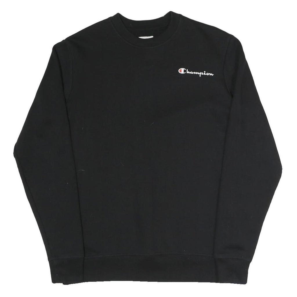 CHAMPION Mens Black Crew Neck S Sweatshirt Cotton Blend Classic Logo