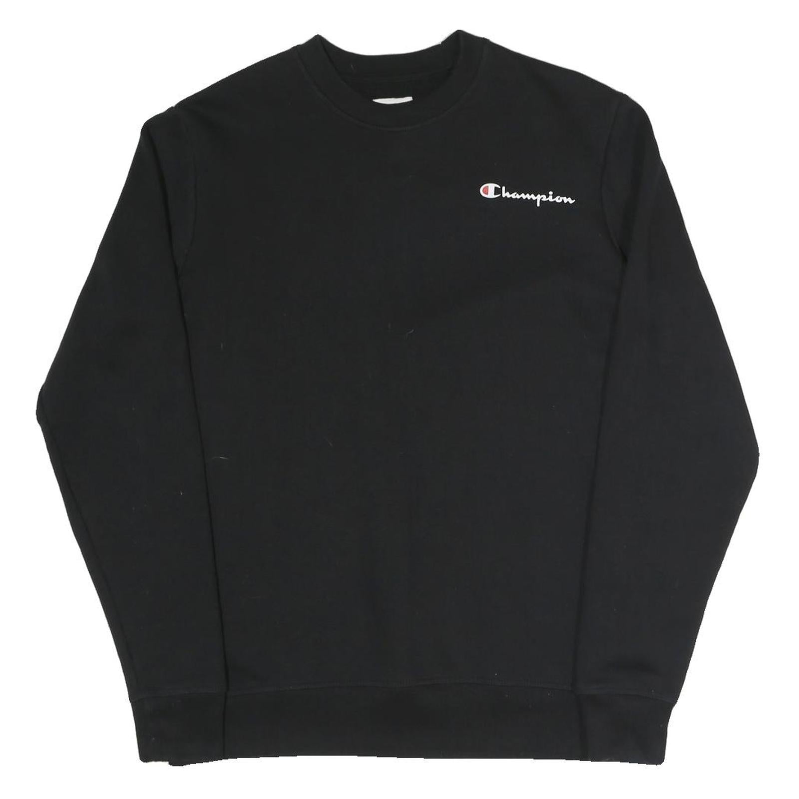 CHAMPION Mens Black Crew Neck S Sweatshirt Cotton Blend Classic Logo