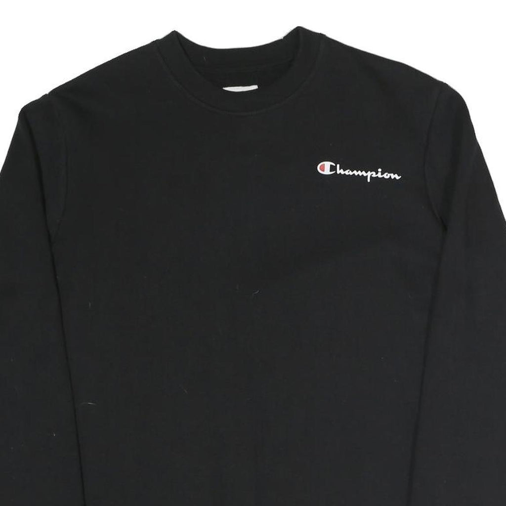 CHAMPION Mens Black Crew Neck S Sweatshirt Cotton Blend Classic Logo
