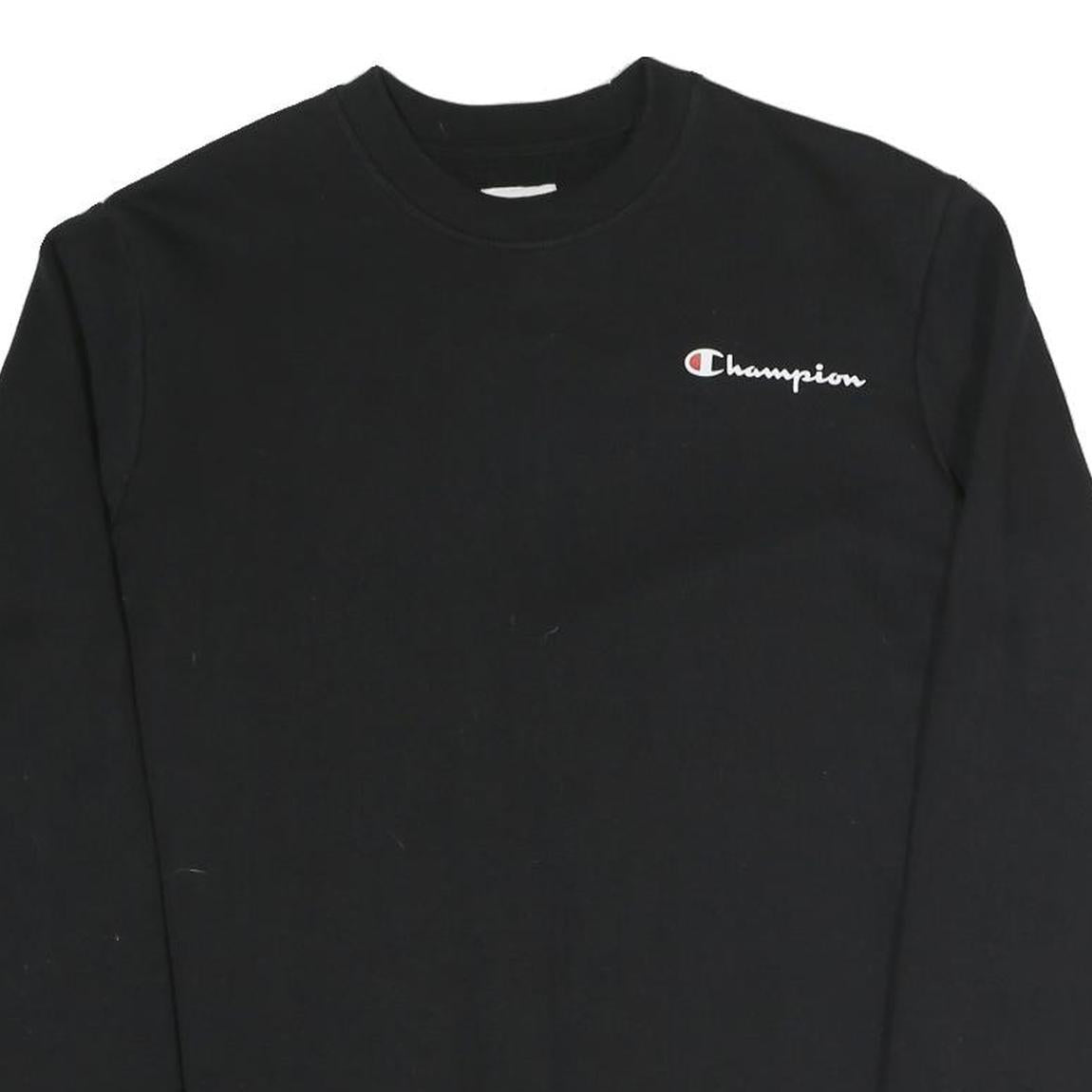 CHAMPION Mens Black Crew Neck S Sweatshirt Cotton Blend Classic Logo