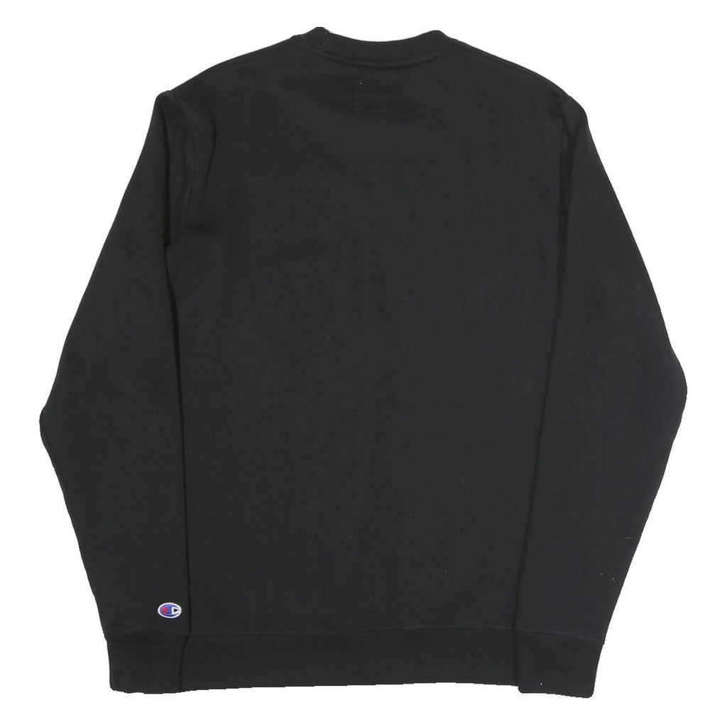 CHAMPION Mens Black Crew Neck S Sweatshirt Cotton Blend Classic Logo