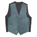 Mens Blue Leather Button Jacket M Suede Waistcoat Style Classic Fit