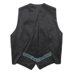 Mens Blue Leather Button Jacket M Suede Waistcoat Style Classic Fit