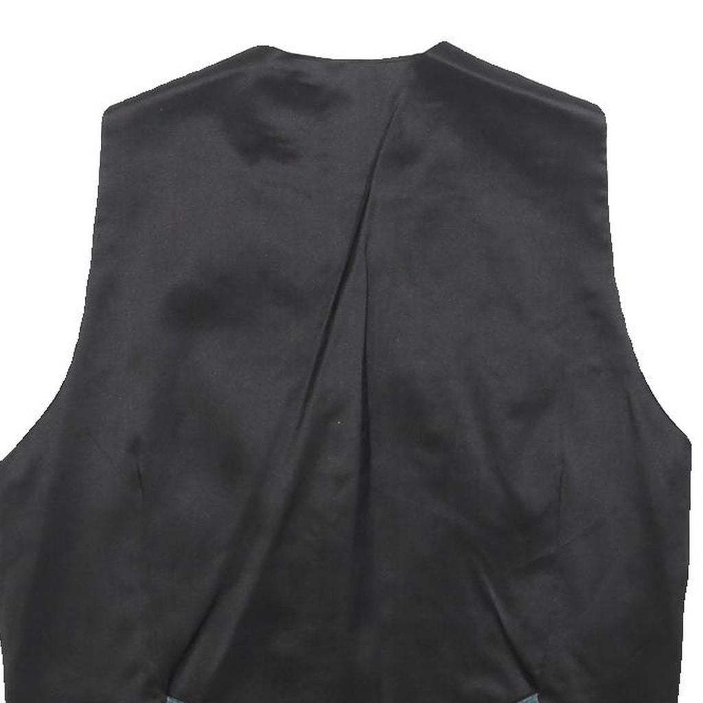 Mens Blue Leather Button Jacket M Suede Waistcoat Style Classic Fit