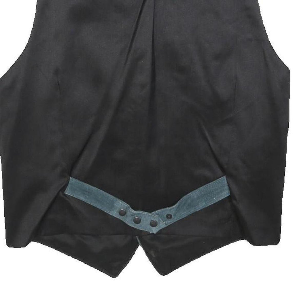 Mens Blue Leather Button Jacket M Suede Waistcoat Style Classic Fit