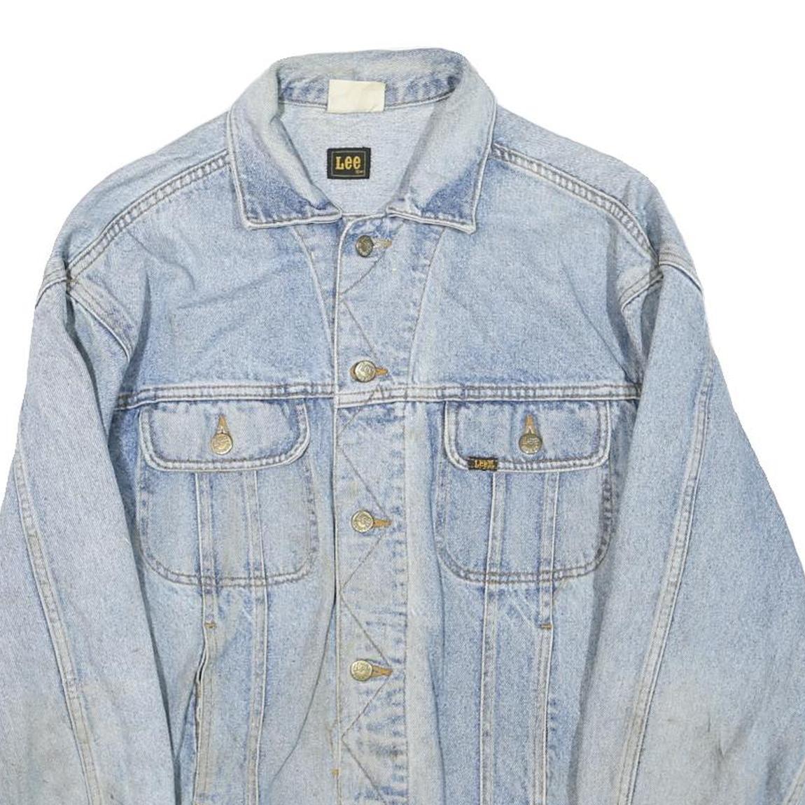 LEE Mens Blue Denim Jacket XL Cotton Blend Button Closure Classic Fit Casual