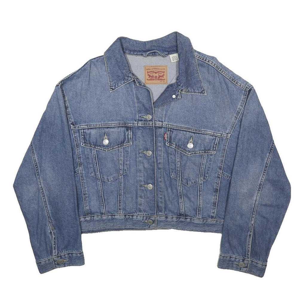 LEVI'S Womens Blue Denim Button Jacket M Cotton Classic Casual Cropped