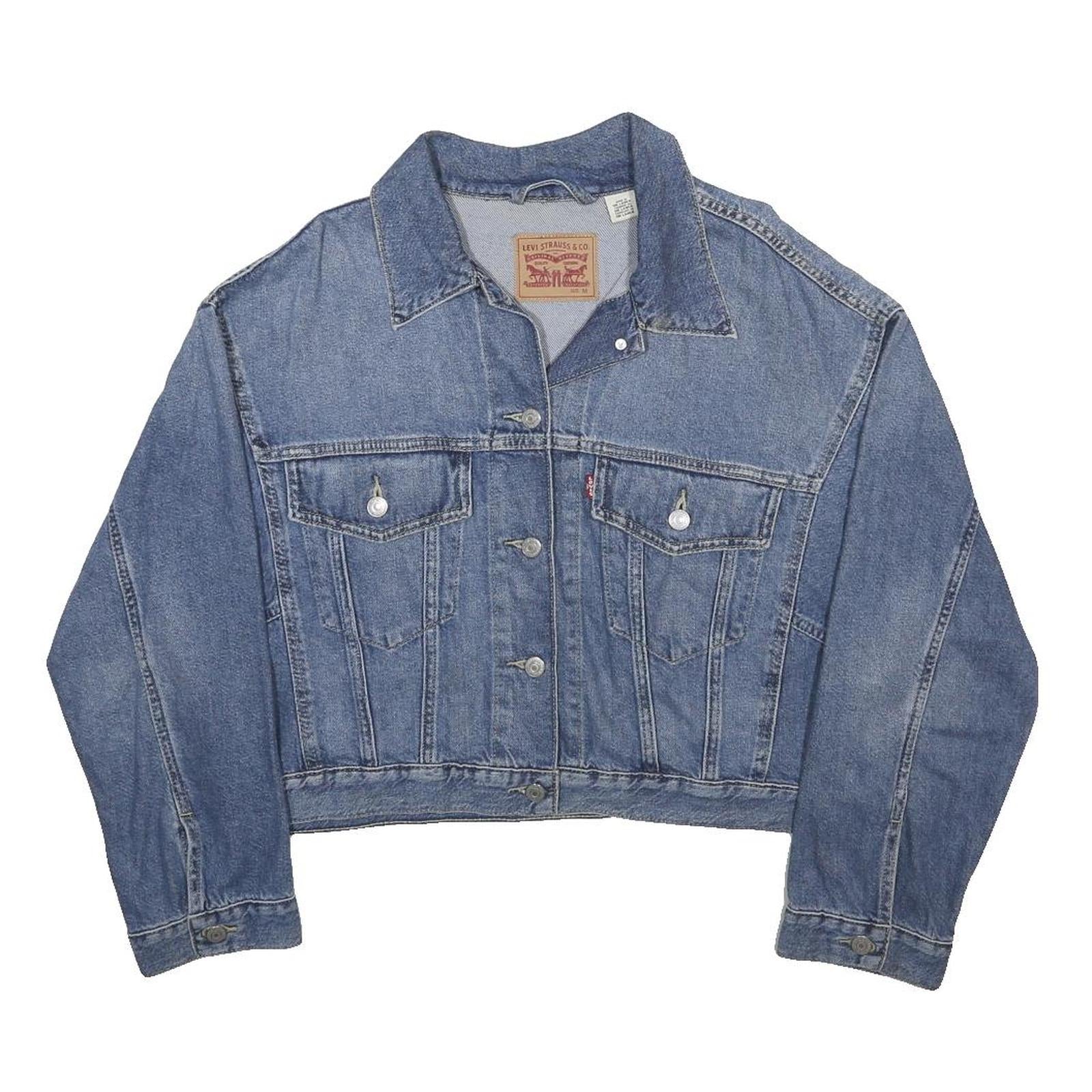 LEVI'S Womens Blue Denim Button Jacket M Cotton Classic Casual Cropped