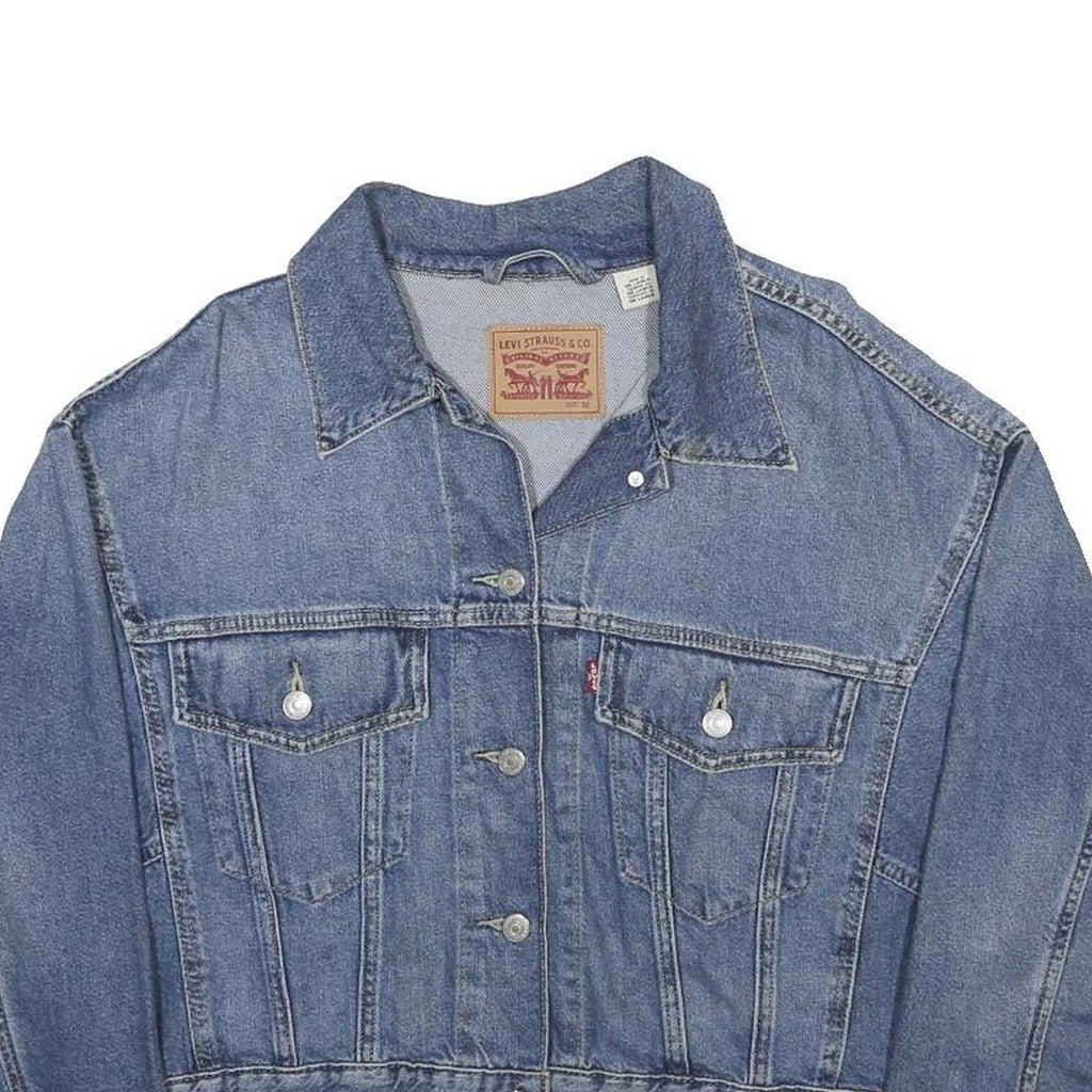 LEVI'S Womens Blue Denim Button Jacket M Cotton Classic Casual Cropped