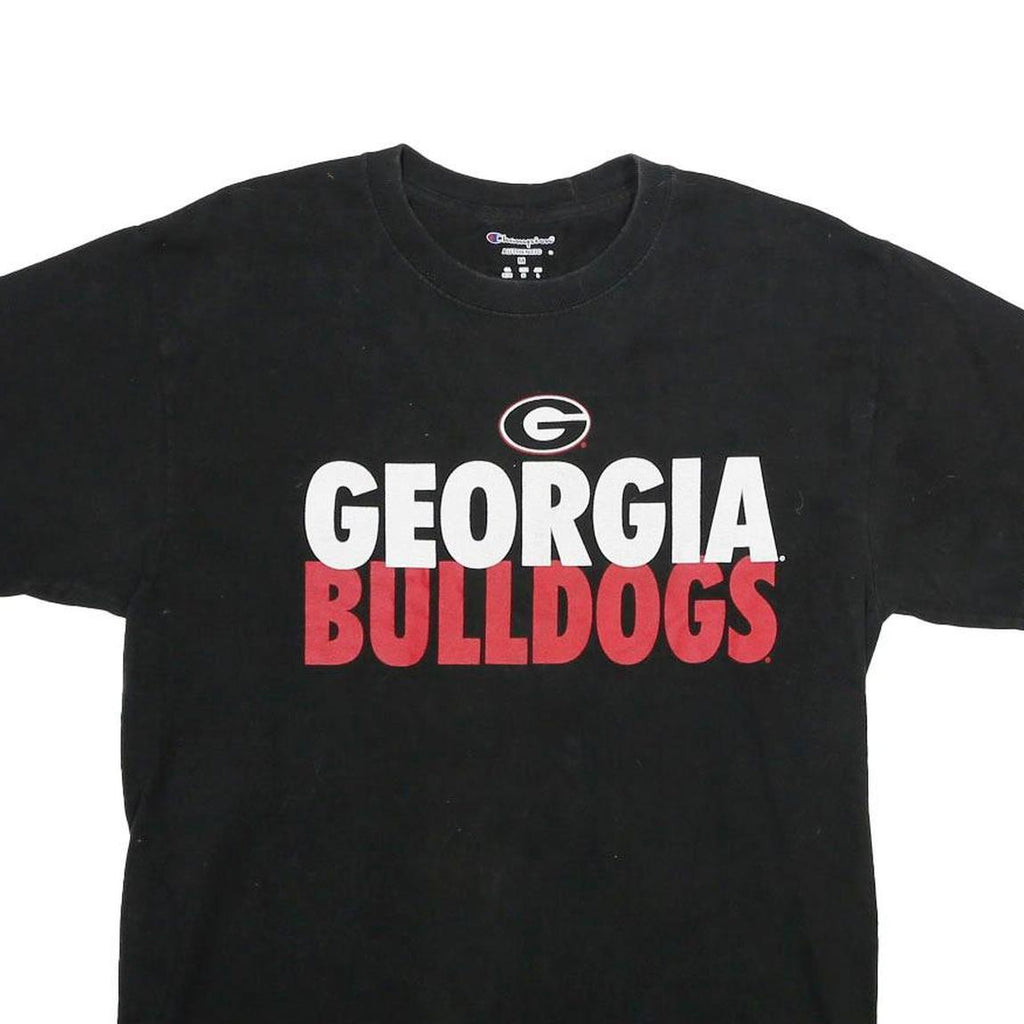 CHAMPION Mens Black Georgia Bulldogs Graphic T-Shirt M Short Sleeve Crew Neck