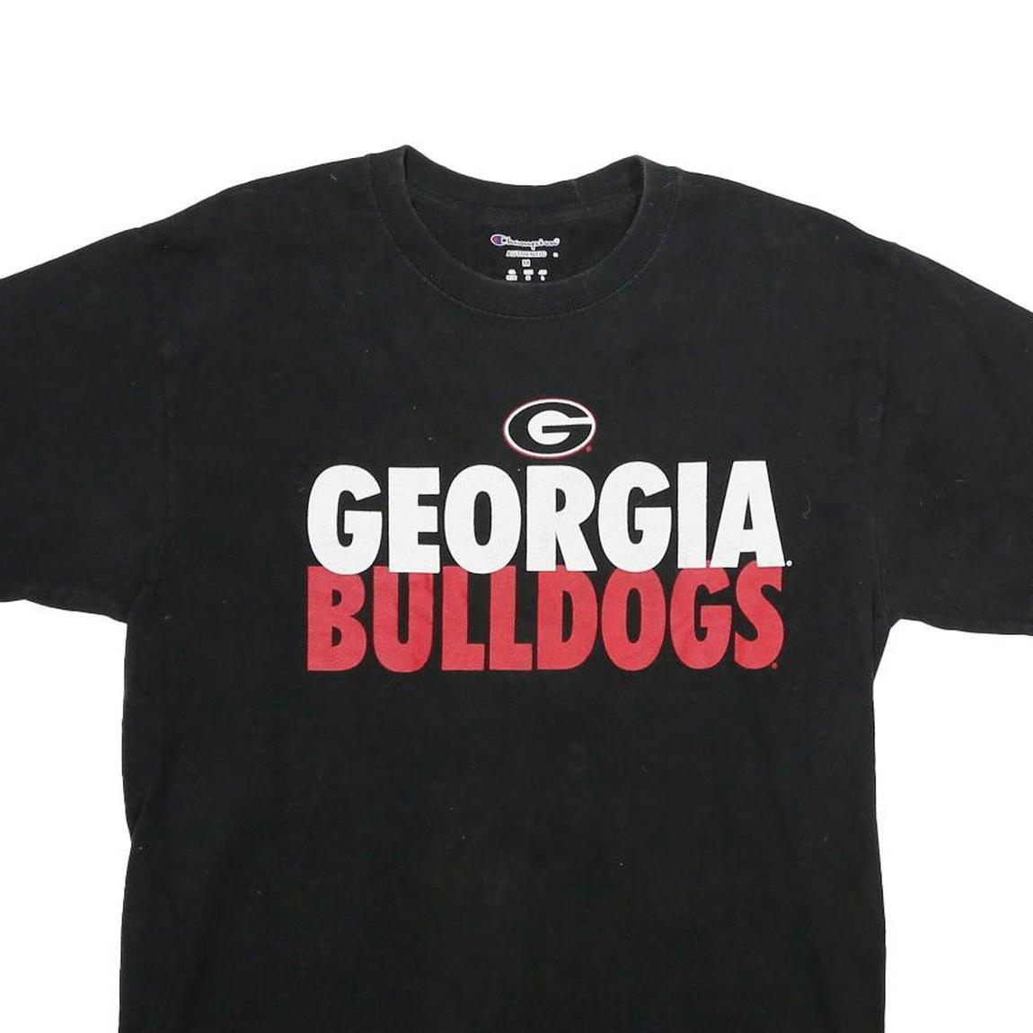 CHAMPION Mens Black Georgia Bulldogs Graphic T-Shirt M Short Sleeve Crew Neck