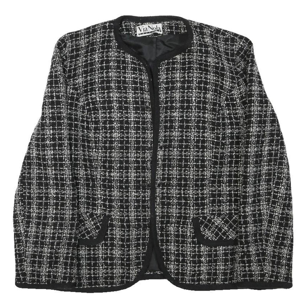 VIA NOLA Womens Black & White Tweed Jacket S Cotton Blend Classic Style