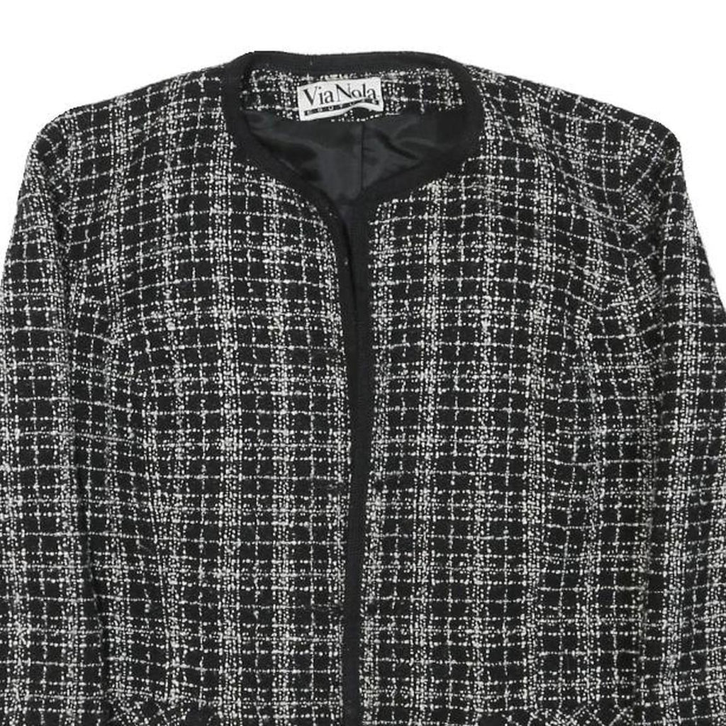 VIA NOLA Womens Black & White Tweed Jacket S Cotton Blend Classic Style