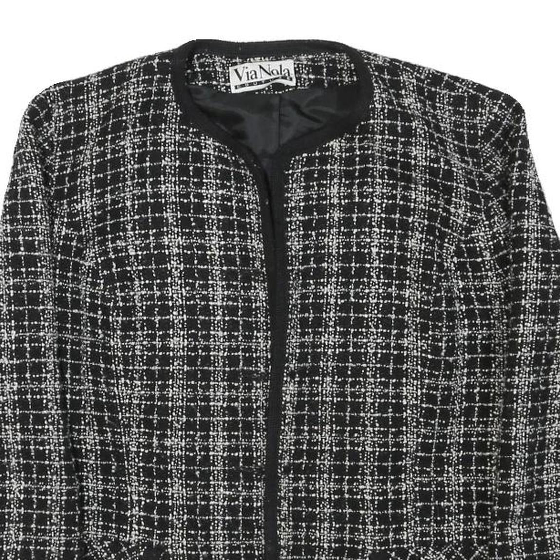 VIA NOLA Womens Black & White Tweed Jacket S Cotton Blend Classic Style