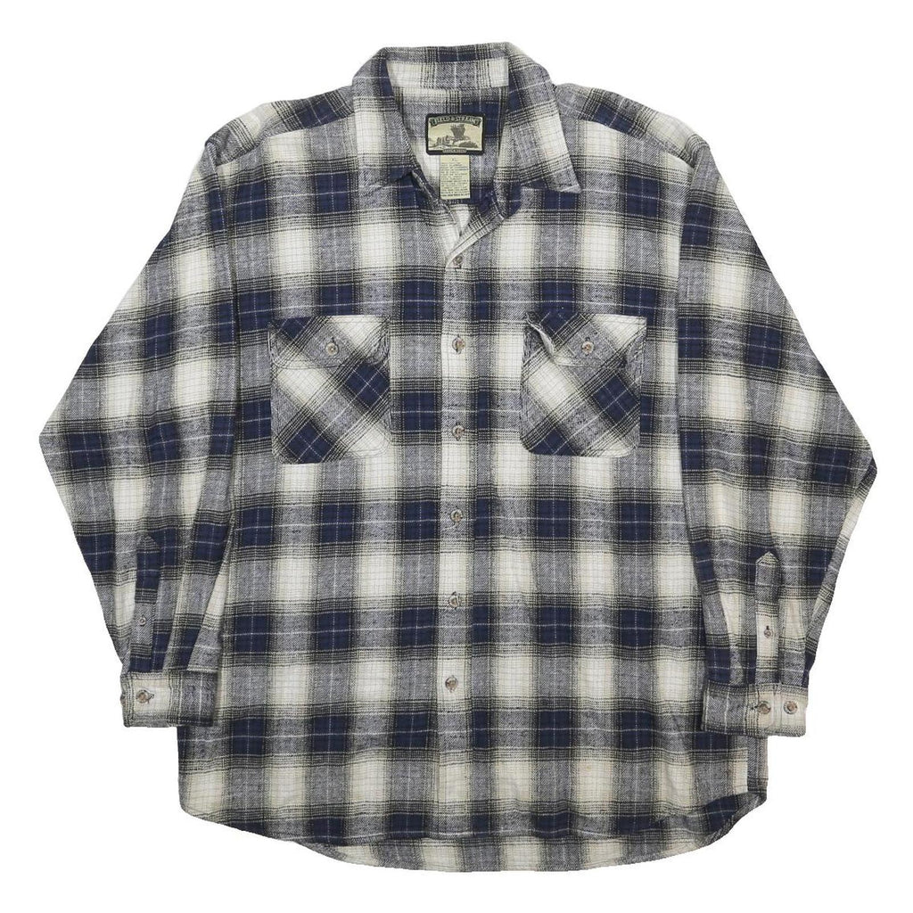 FIELD & STREAM Mens Blue & Grey Check Cotton Shirt XL Casual Classic Plaid