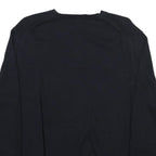 NAUTICA Mens Navy Plain Cotton Blend Jumper V Neck Basic Knit L Crew Neck Casual