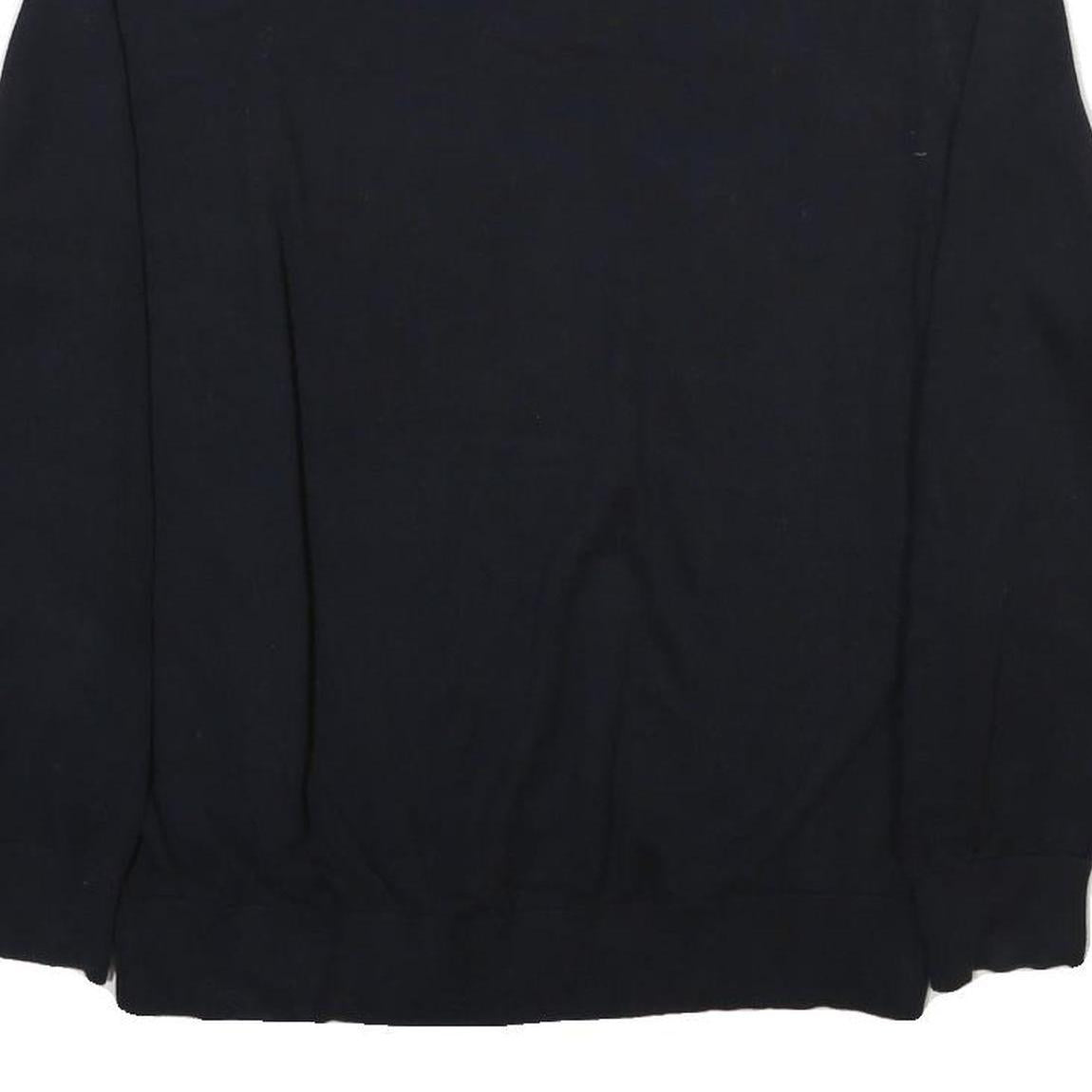 NAUTICA Mens Navy Plain Cotton Blend Jumper V Neck Basic Knit L Crew Neck Casual