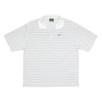 NIKE Mens White & Grey Striped Short Sleeve Polo Shirt M Lightweight Sportswear