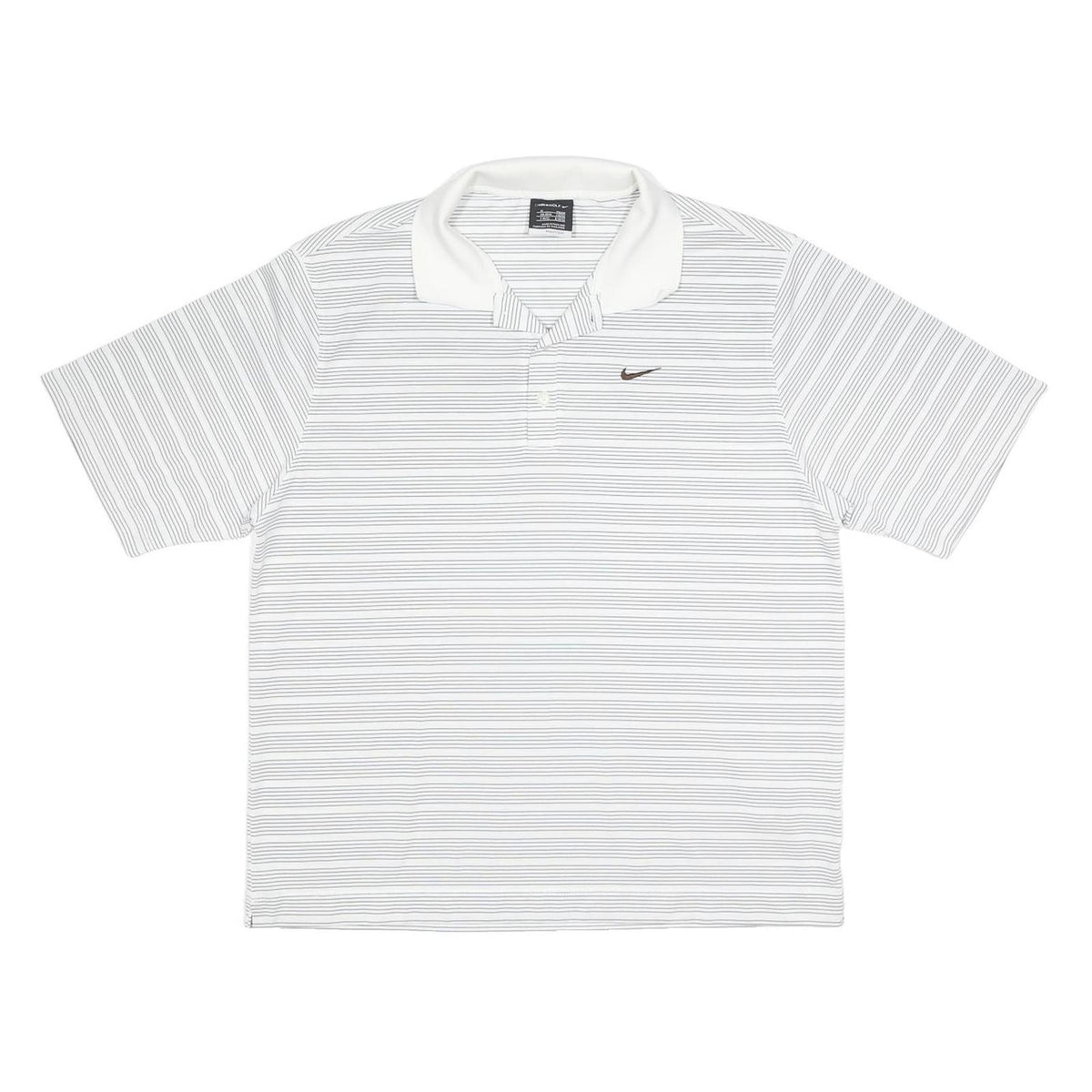 NIKE Mens White & Grey Striped Short Sleeve Polo Shirt M Lightweight Sportswear