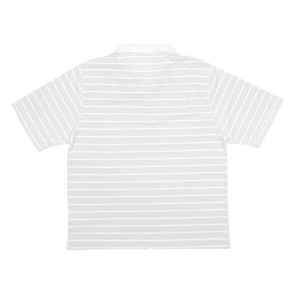 NIKE Mens White & Grey Striped Short Sleeve Polo Shirt M Lightweight Sportswear